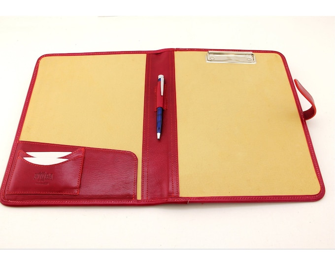 Clipboard A4 leather, Presentation folder a4,  Leather compendium,  Portfolio  Clipboard,  Business folio a4 red