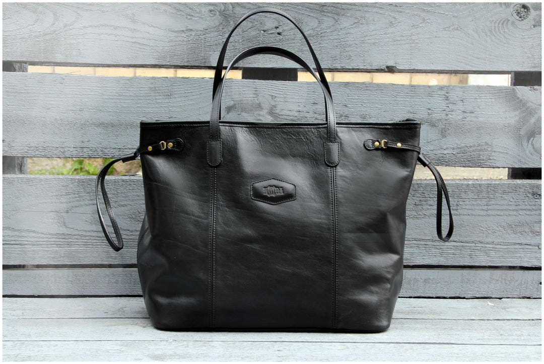 Italian Leather Handbag Black Tote Leather Shoulder Bag - Etsy