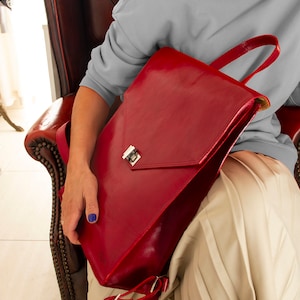 Leather backpack,Backpack bag, Red leather backpack, leather back pack