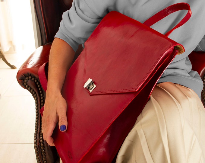 Leather backpack,Backpack bag, Red leather backpack, leather back pack