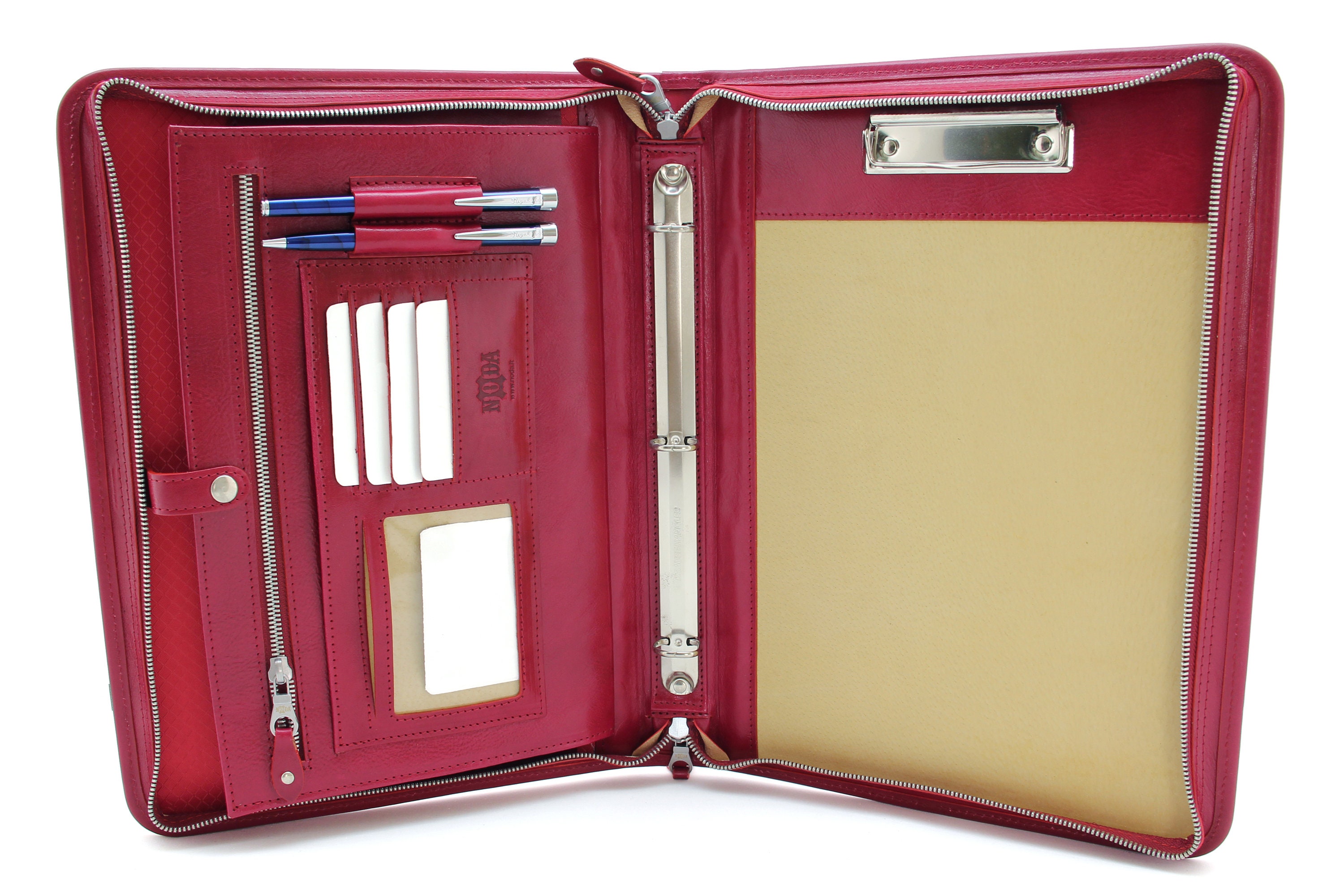 Leather portfolio red, Document holder A4, Professional business