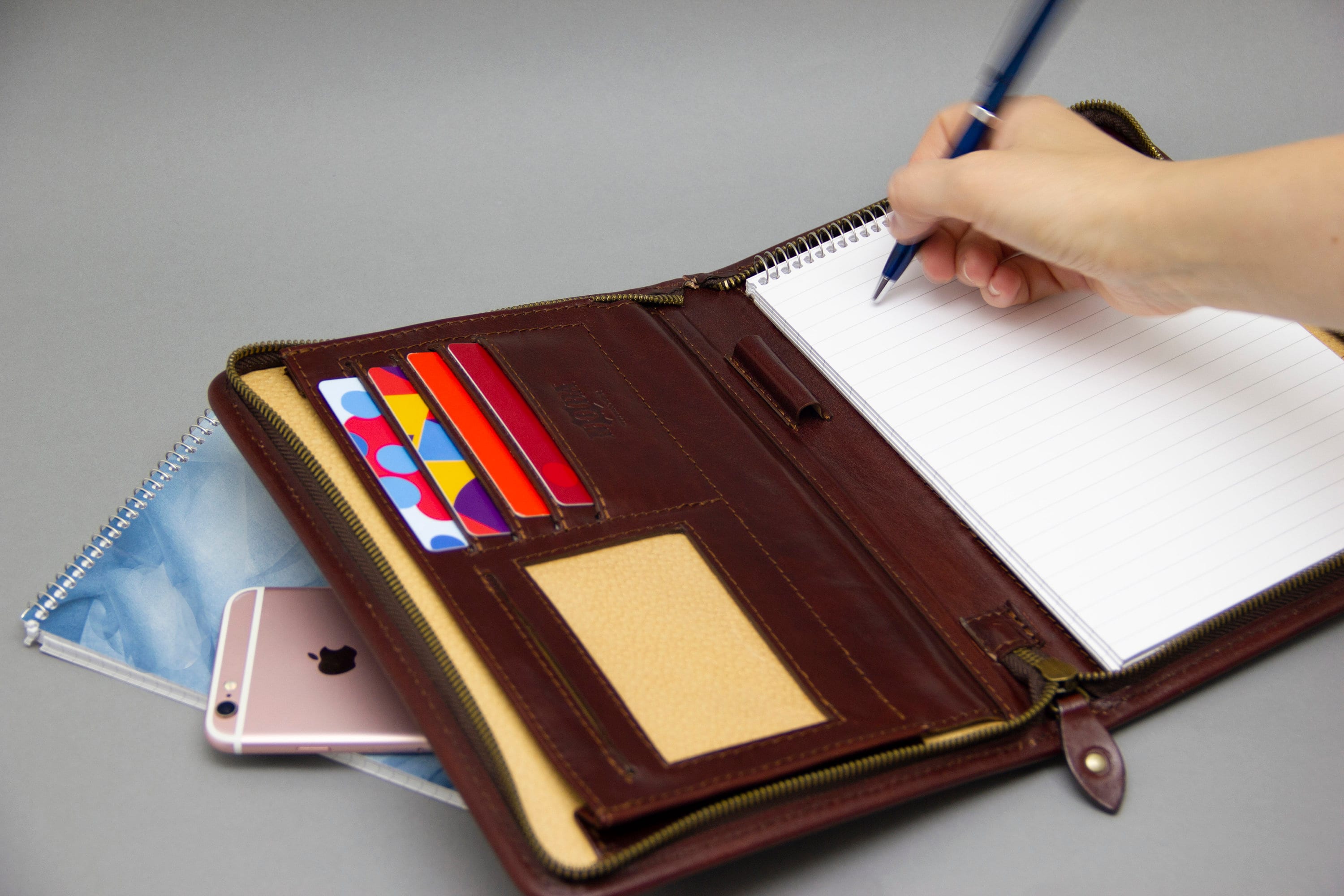 a5 leather portfolio, Slim Leather notepad holder, Business writing