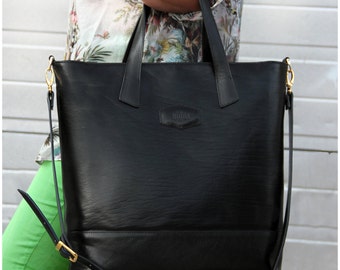 Bolso de mano o de hombro para mujer de piel auténtica italiana hecho a mano por un diseñador, color negro