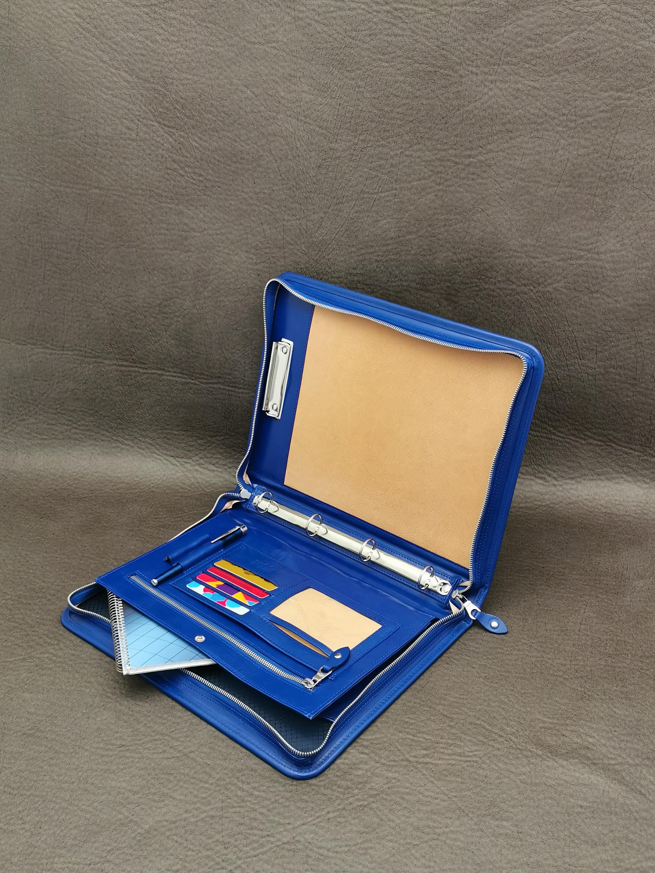 Leather personalized Portfolio, 4 Ring binder, Leather Pad folio