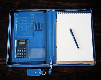 Leather Portfolio Personalized, A4 Document Holder, Men's Organizer 8.5x11 in, Leather Laptop Bag, Gift for Him