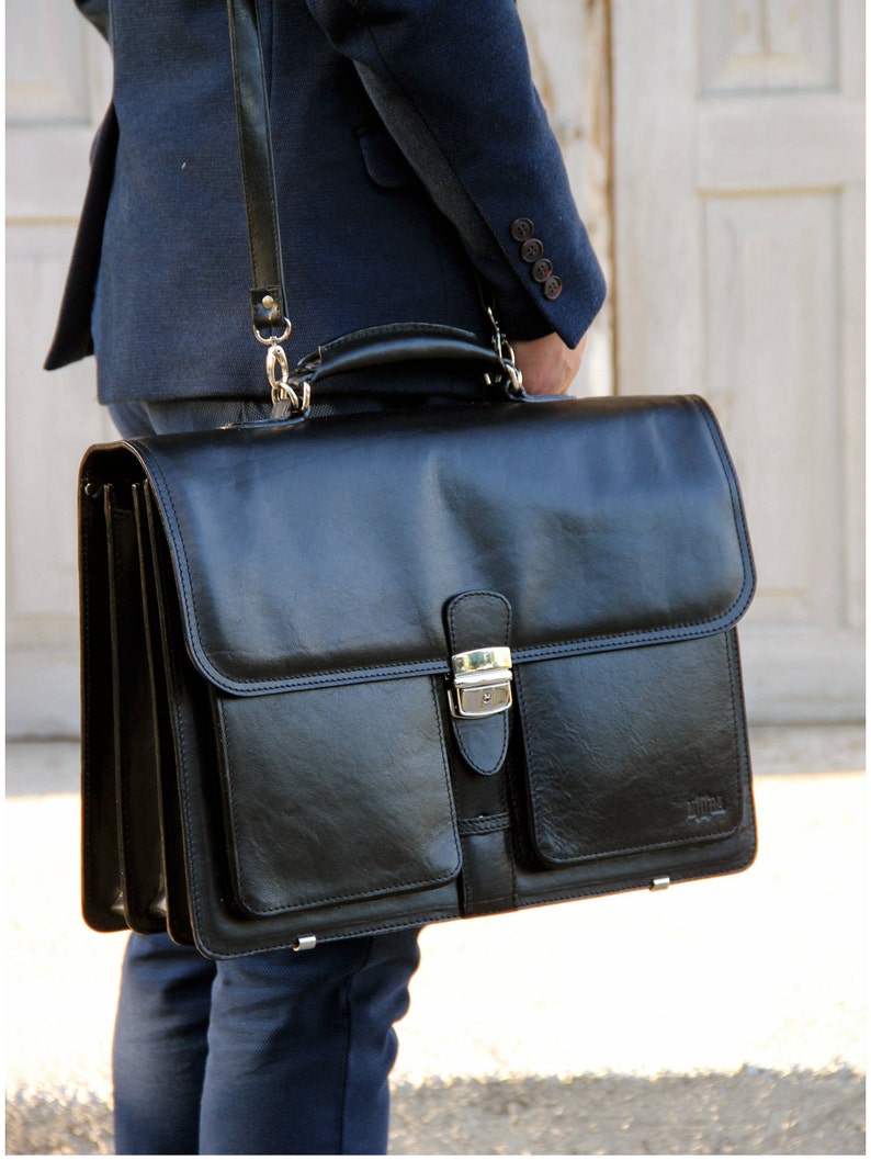 Italian Genuine Leather Briefcase Business Satchel Bag - Etsy