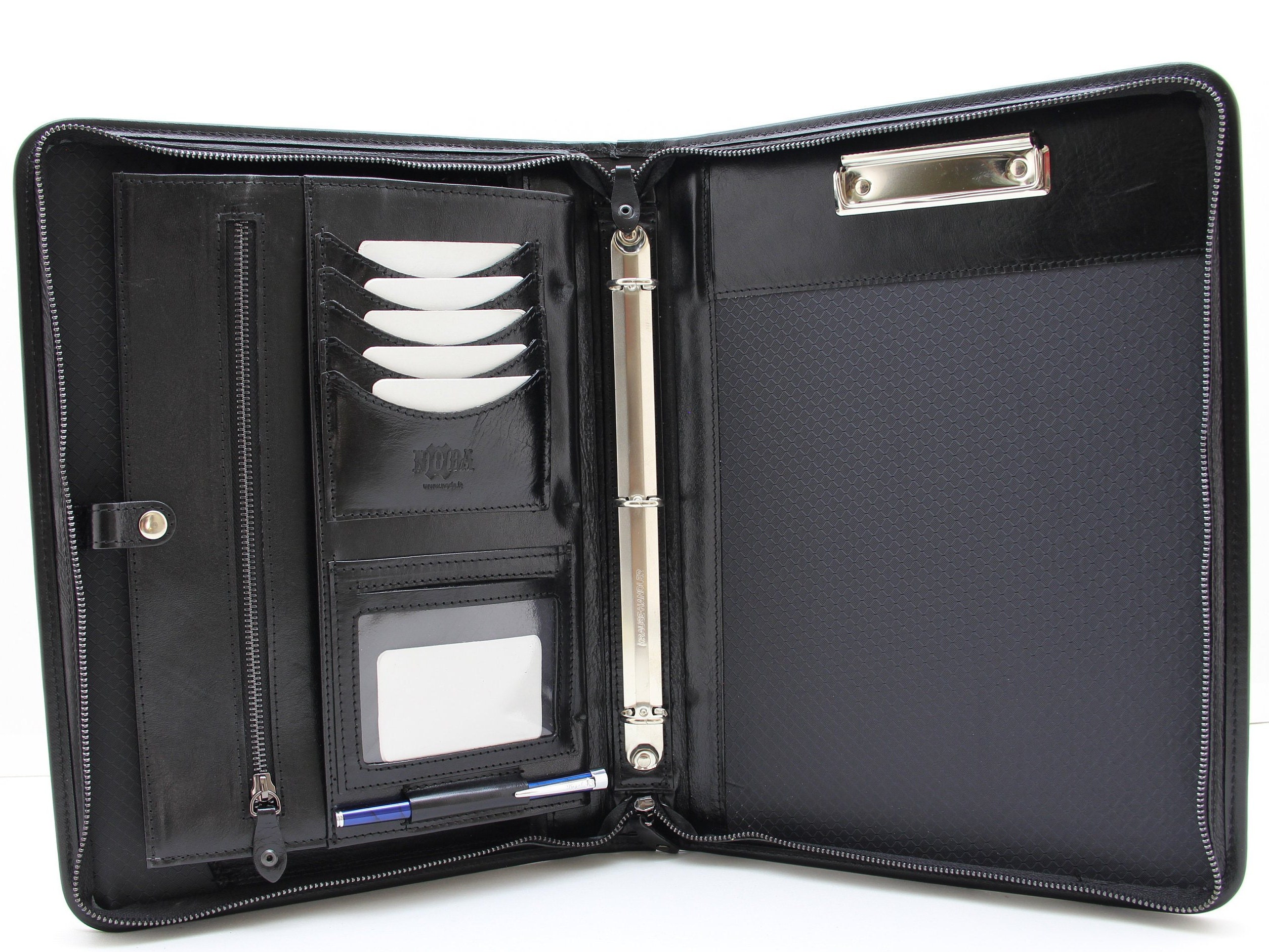 Leather Portfolio with Handle, 3 Ring binder, Padfolio Clipboard