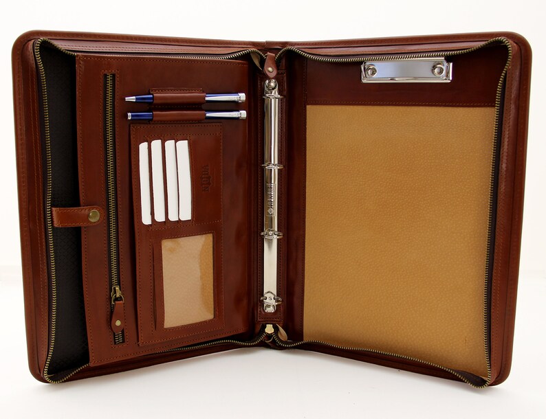 Personalized Leather Organizer Zippered Leather Portfolio Etsy UK