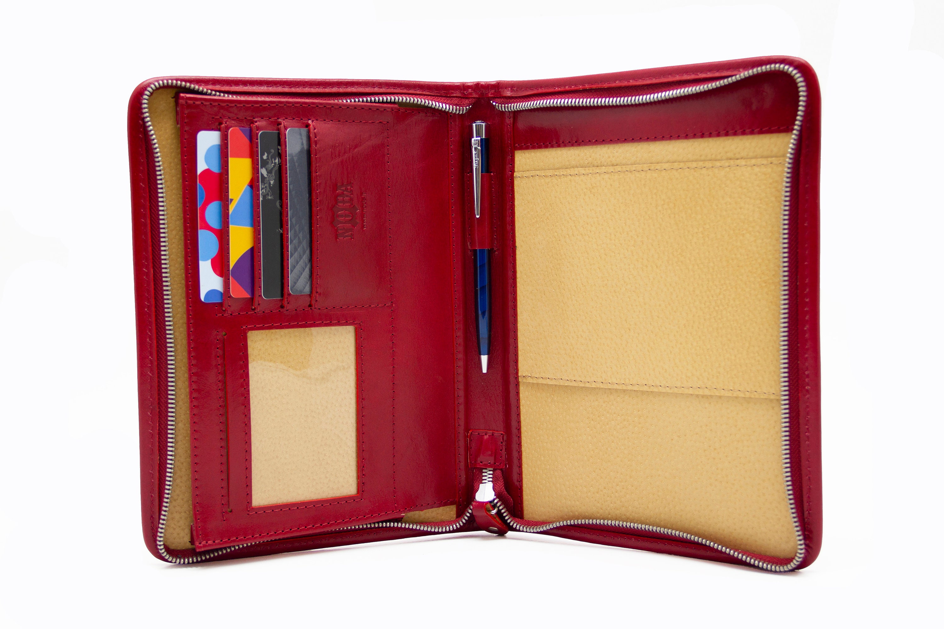 Leather Portfolio with Zipper Pocket - Filofax Personal Planner Cover -  Extra Studio