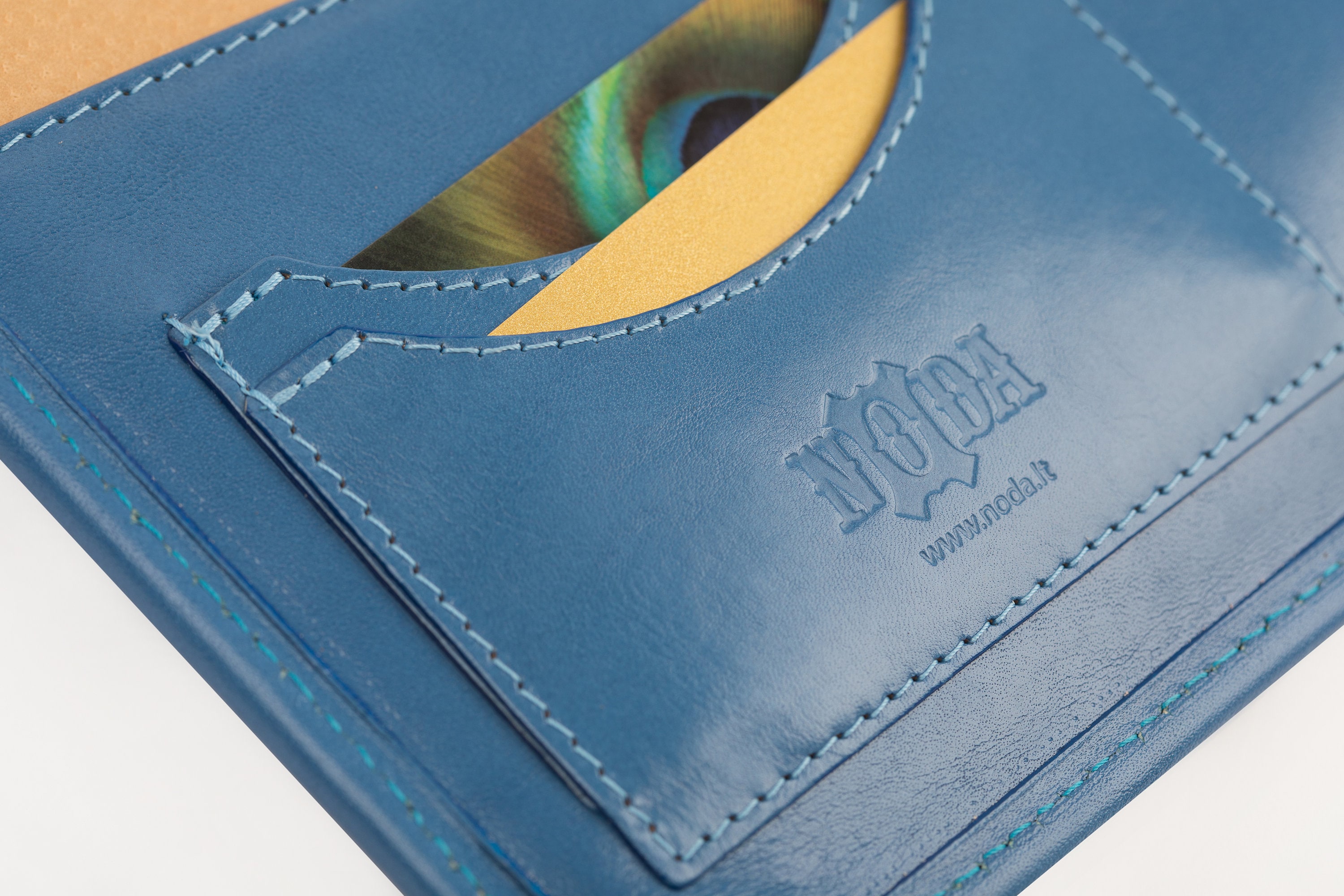 Leather notebook holder/Leather portfolio A4 light blue