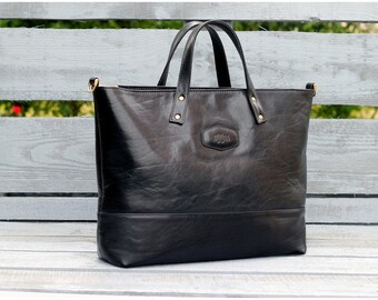 Handmade Italian Veg tan Leather  handbag, Cross body bag For women,  Shoulder Bag Black