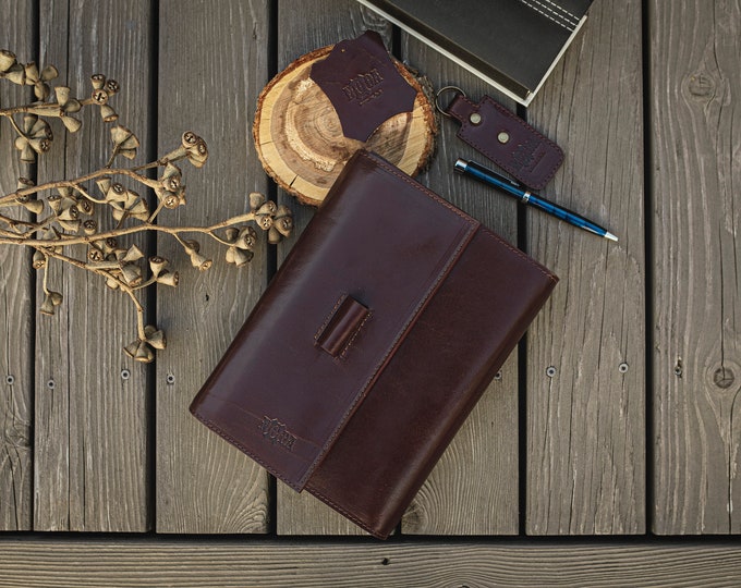 Leather Notebook Cover A5/ leather portfolio brown/ leather planner