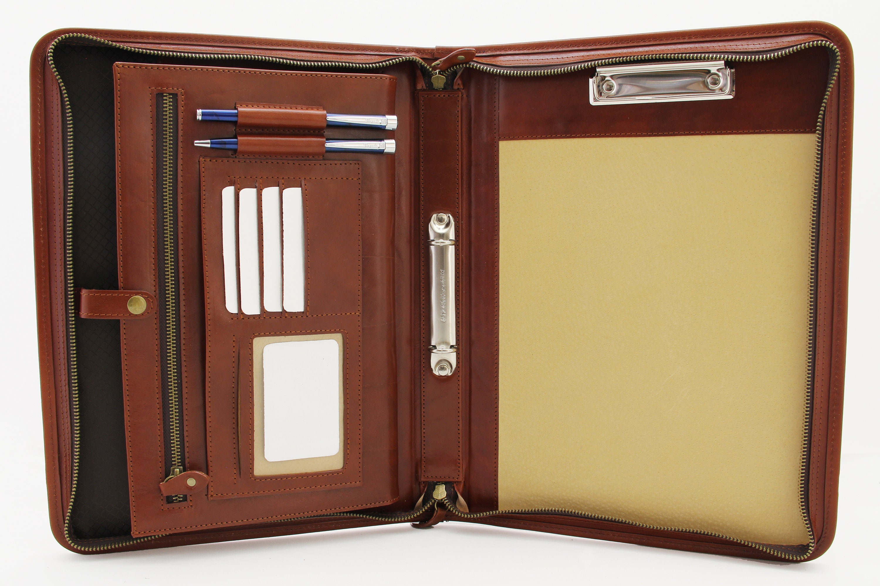 Leather Portfolio With Zipper,custom Leather Portfolio,engraved