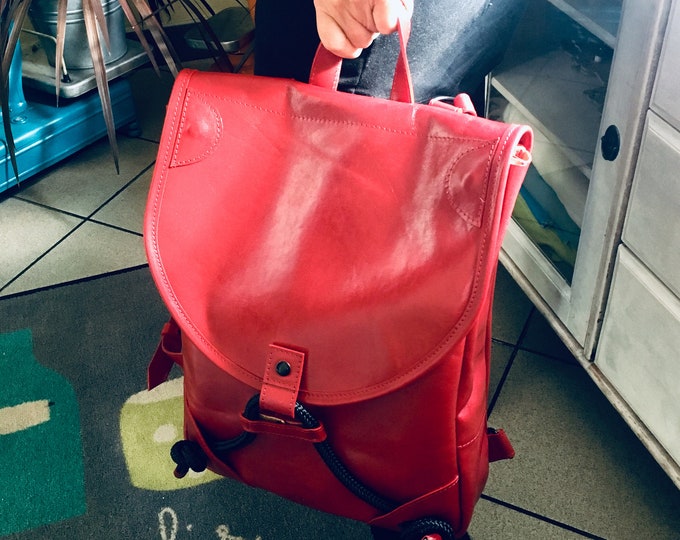 Italian Leather Bag with Handle and Backpack Straps for Men or Women
