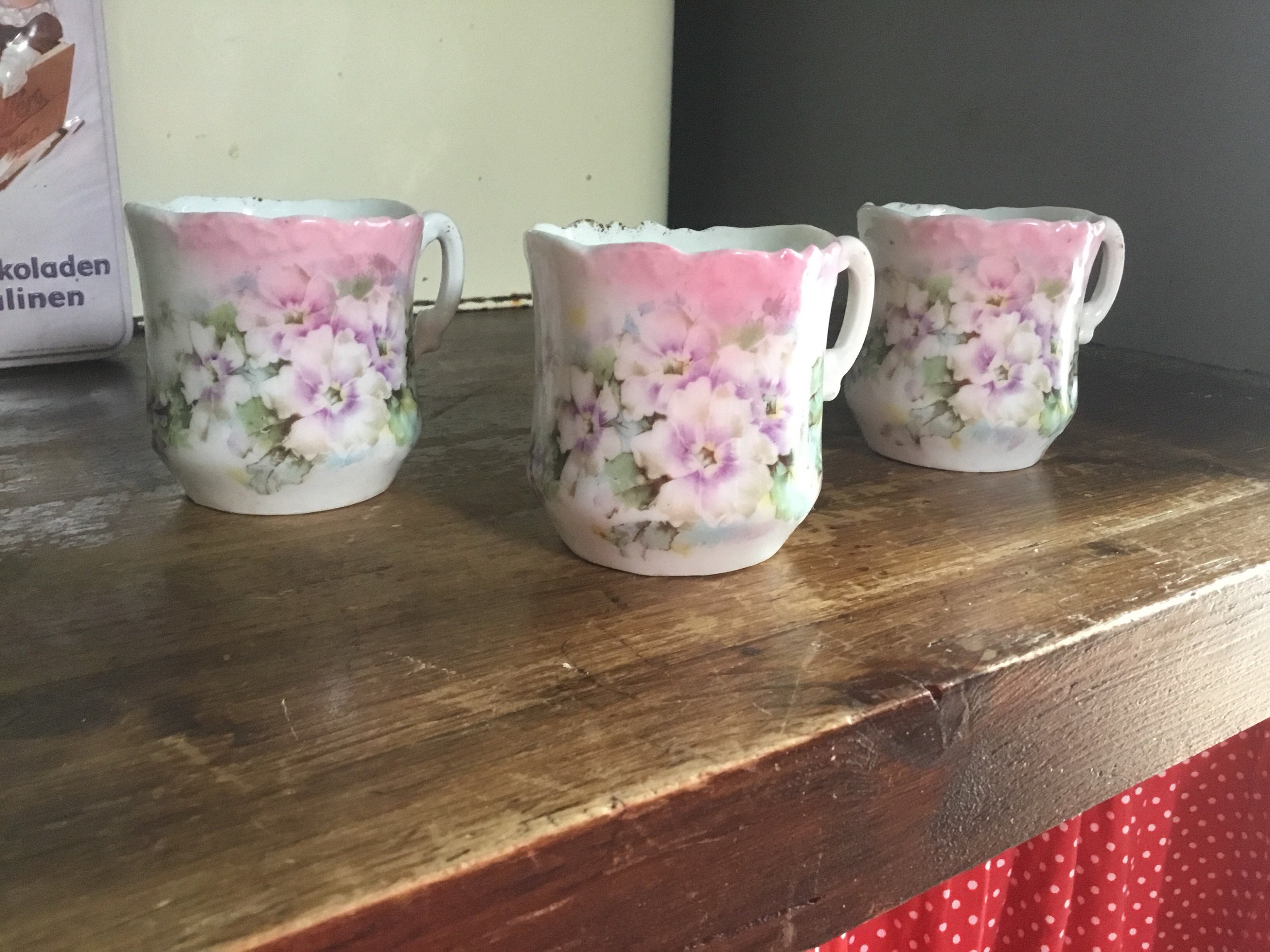 Vintage Français Chine Tasses/Français Festonnés Vintage Chine/Peint à La Main Florale Chine/Françai