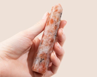 Sunstone Crystal Tower, Sunstone Obelisk, Pink Crystal, Crystals for Your Home, Ethically Sourced Crystals