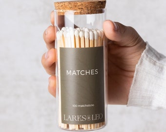 Premium Safety Matches, Decorative Matches, Jar of Matches with Striker Pad