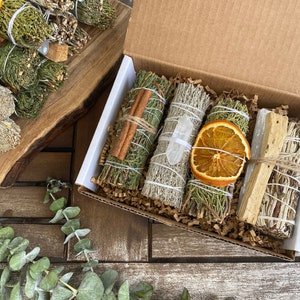 White Sage Alternative Gift Set, Smudge Sticks, Smudge Kit: Juniper, Blue Sage, Yerba Santa, Cedar, Selenite, and Palo Santo image 7