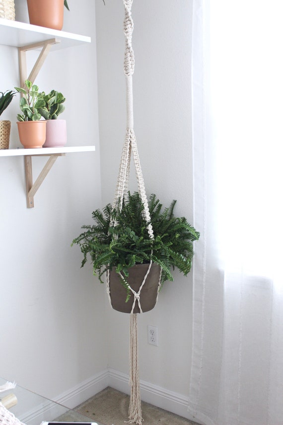 Extra Large Macrame Plant Hanger 8 Foot Hanging Planter Tall Plant Stand Large Planter