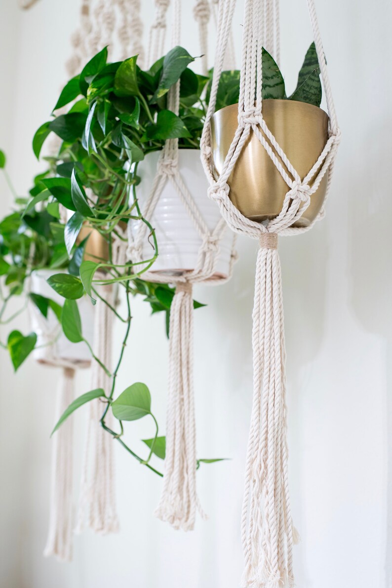 Macrame Plant Hanger Macrame Hanging Basket Mom Gift Indoor Etsy