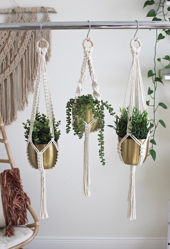 Macrame Plant Hanger Hanging Planter Indoor Macrame Plant Hanger Hanging Planter, Swing Arm Plant Hanger