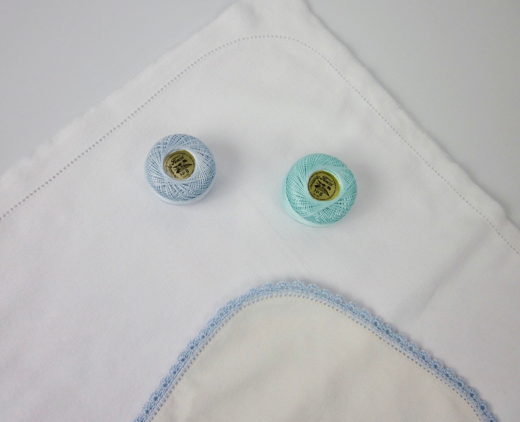 HEMSTITCHED BABY BLANKET Ready to Add Crochet Edge Receiving Baby Gift