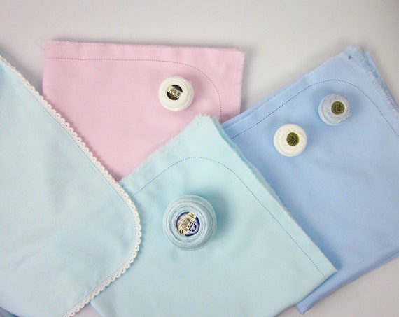 HEMSTITCHED BABY BLANKET Ready to Add Crochet Edge Receiving Baby Gift Set Girls Boys Brushed Cotton Swaddle 41 44 Square Heirloom Etsy Canada