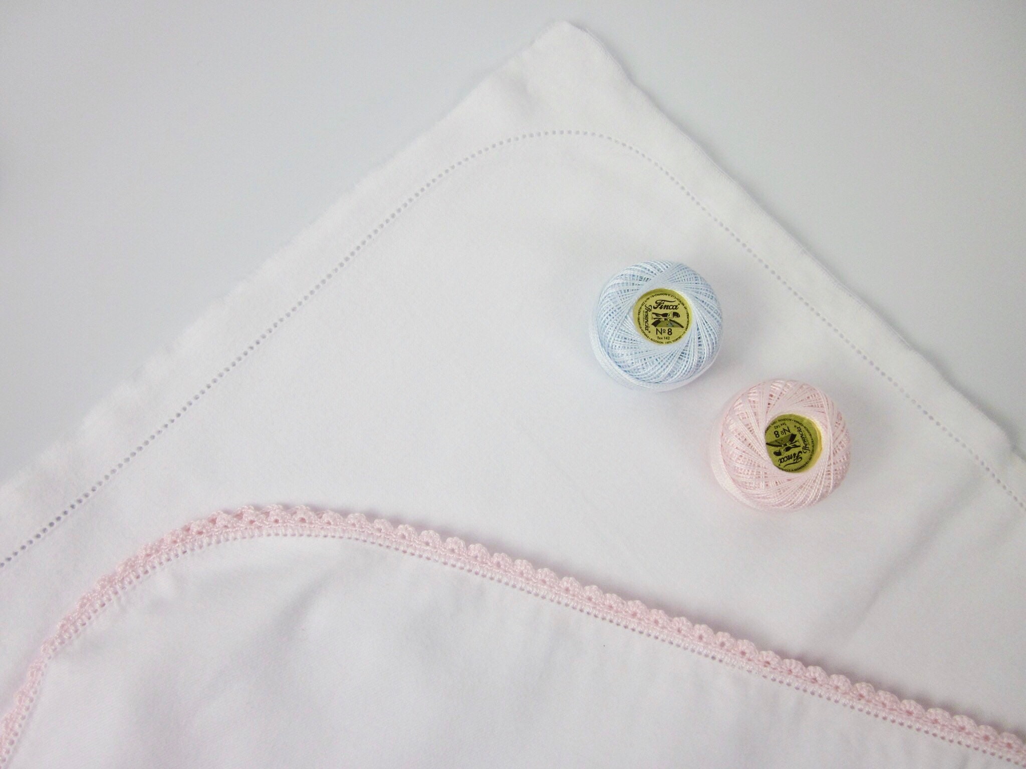 HEMSTITCHED BABY BLANKET Ready to Add Crochet Edge Receiving Baby Gift