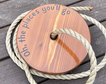 Oh the Places You'll Go Round Swing | Disc Swing for Kids | Round Rope Swing | Circle Swing | Outdoor Toddler Swing | Outdoor Kids Swings