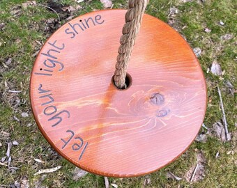Let Your Light Shine Round Swing | Disc Swing for Kids | Round Rope Swing | Circle Swing | Outdoor Toddler Swing | Outdoor Kids Swings
