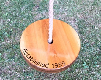 Year Established Personalized Swing | Round Swing | Disc Swing for Kids | Round Rope Swing | Outdoor Toddler Swing | Outdoor Kids Swing