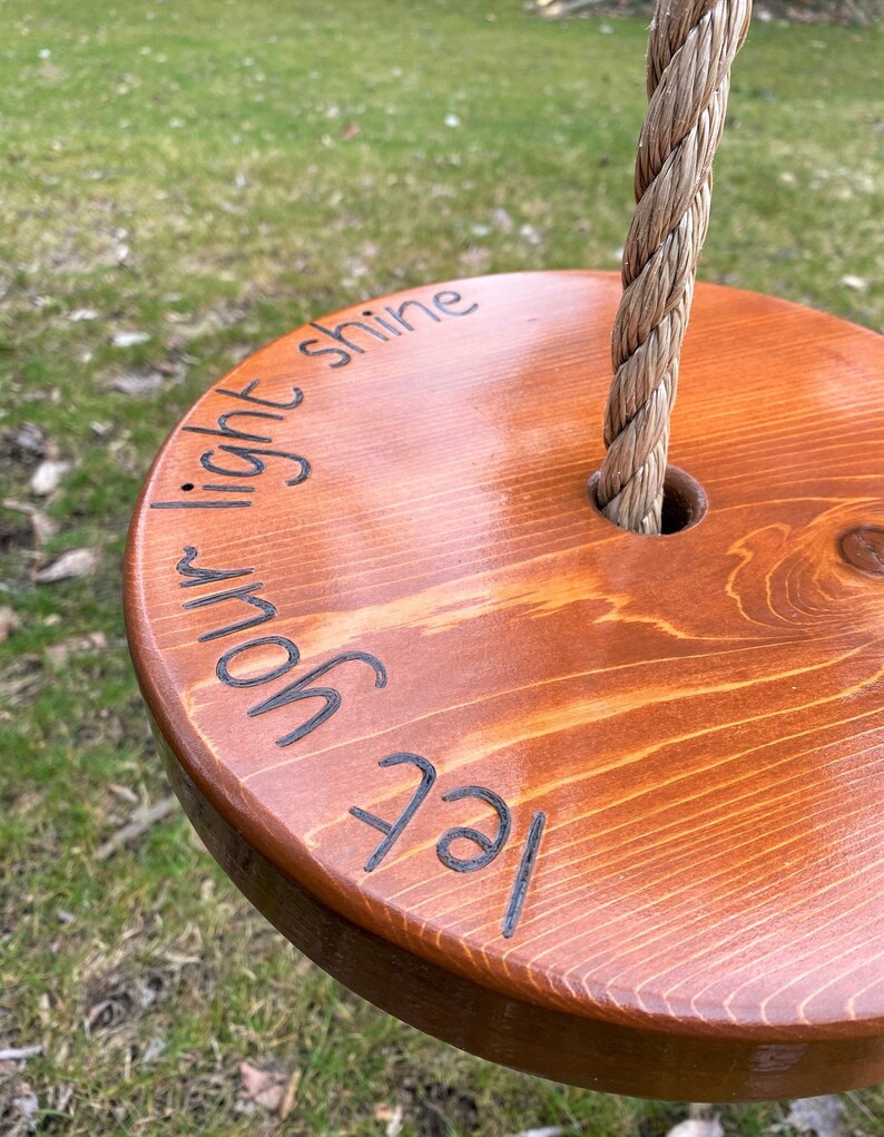 Let Your Light Shine Round Wood Rope Swing Outdoor Wooden Etsy