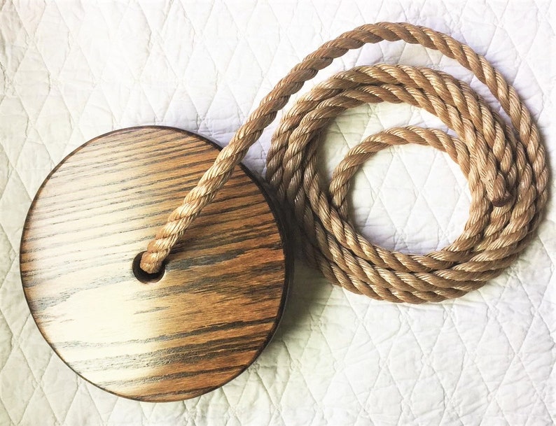 Backyard Swing Adult Tree Swing Wooden Tree Swing Oak Wooden Swing Outdoor Tree Swing Wooden Rope Swing Round Swing