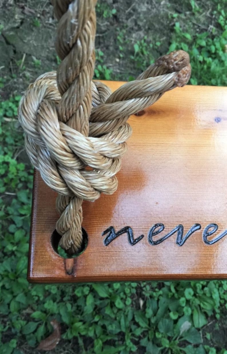 Timber Rope Swing Never Grow up Wooden Rope Swing | Wood Tree Swing | Outdoor Wooden ...