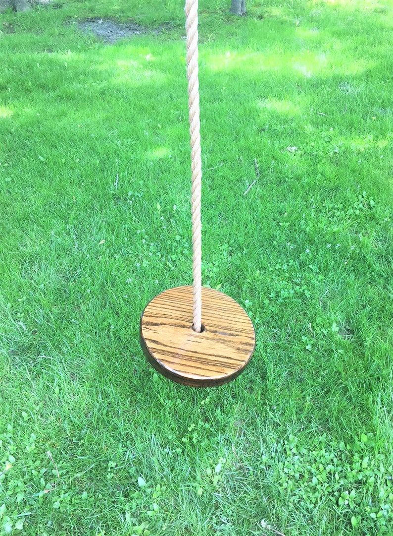 Backyard Swing Adult Tree Swing Wooden Tree Swing Oak Wooden Swing Outdoor Tree Swing Wooden Rope Swing Round Swing