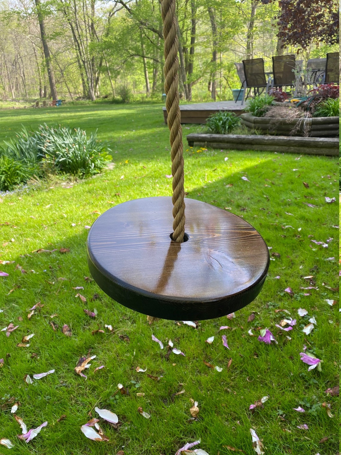 Dark Wood Round Swing Disc Swing for Kids Round Rope Swing Etsy