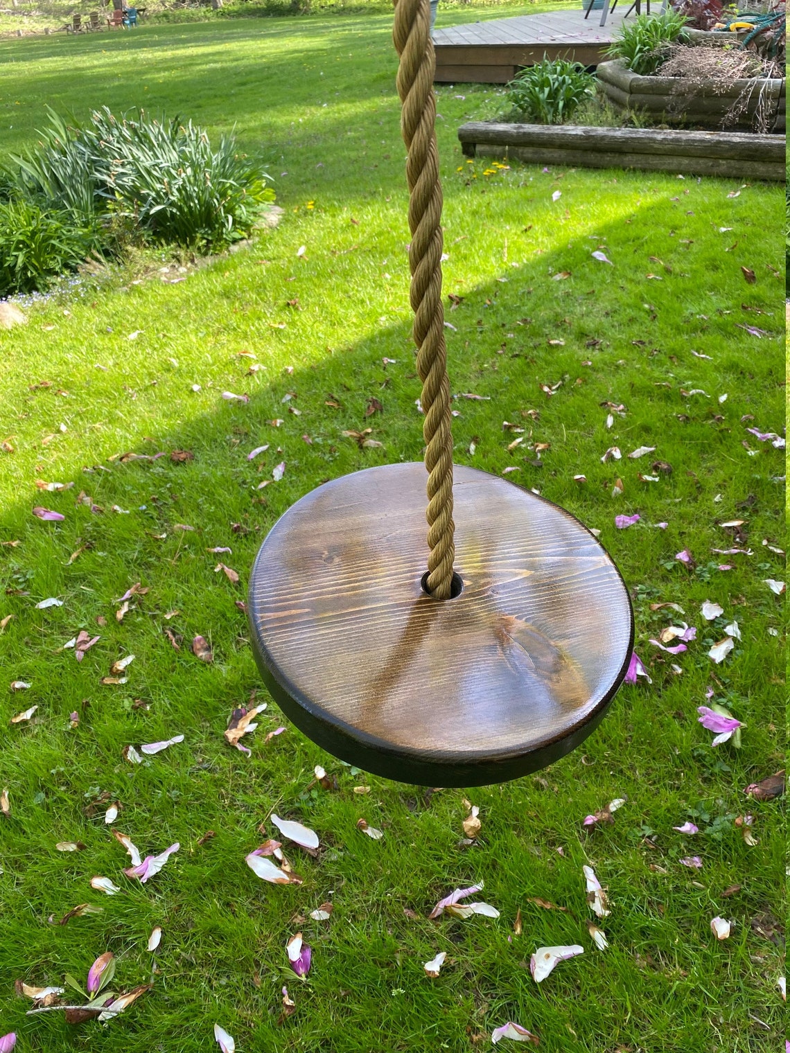 Dark Wood Round Swing Disc Swing for Kids Round Rope Swing Etsy