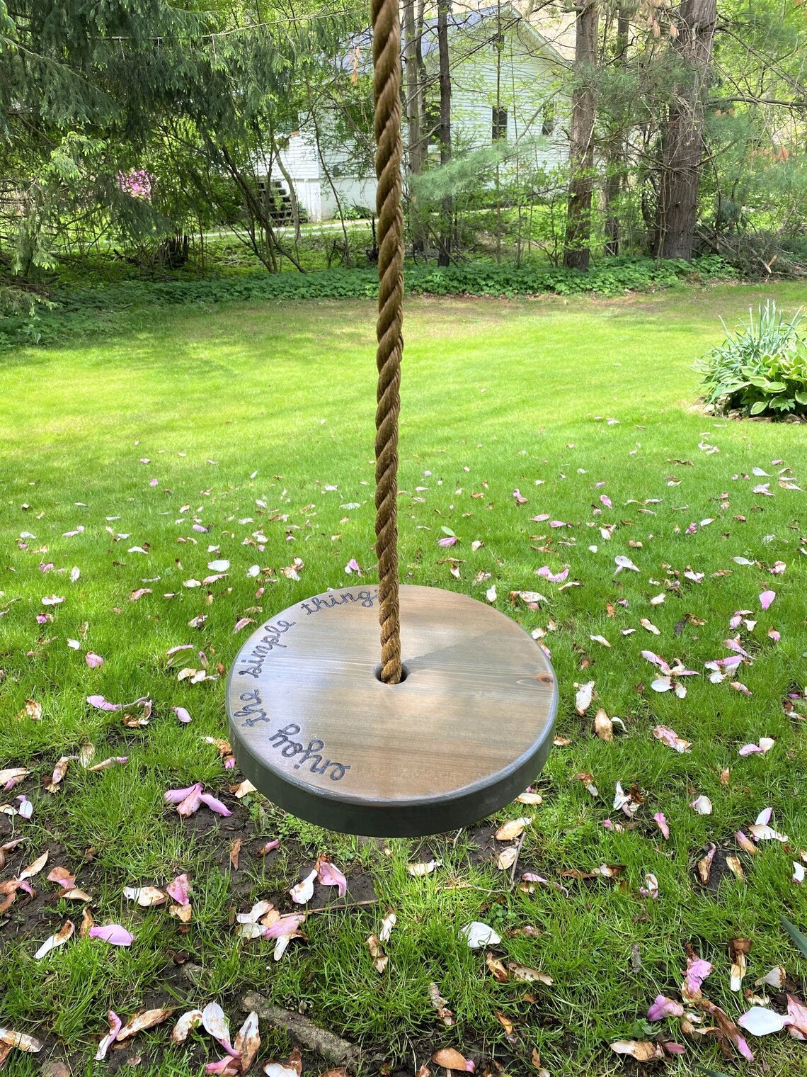 Enjoy the Simple Things Round Wood Rope Swing Outdoor Wooden Etsy