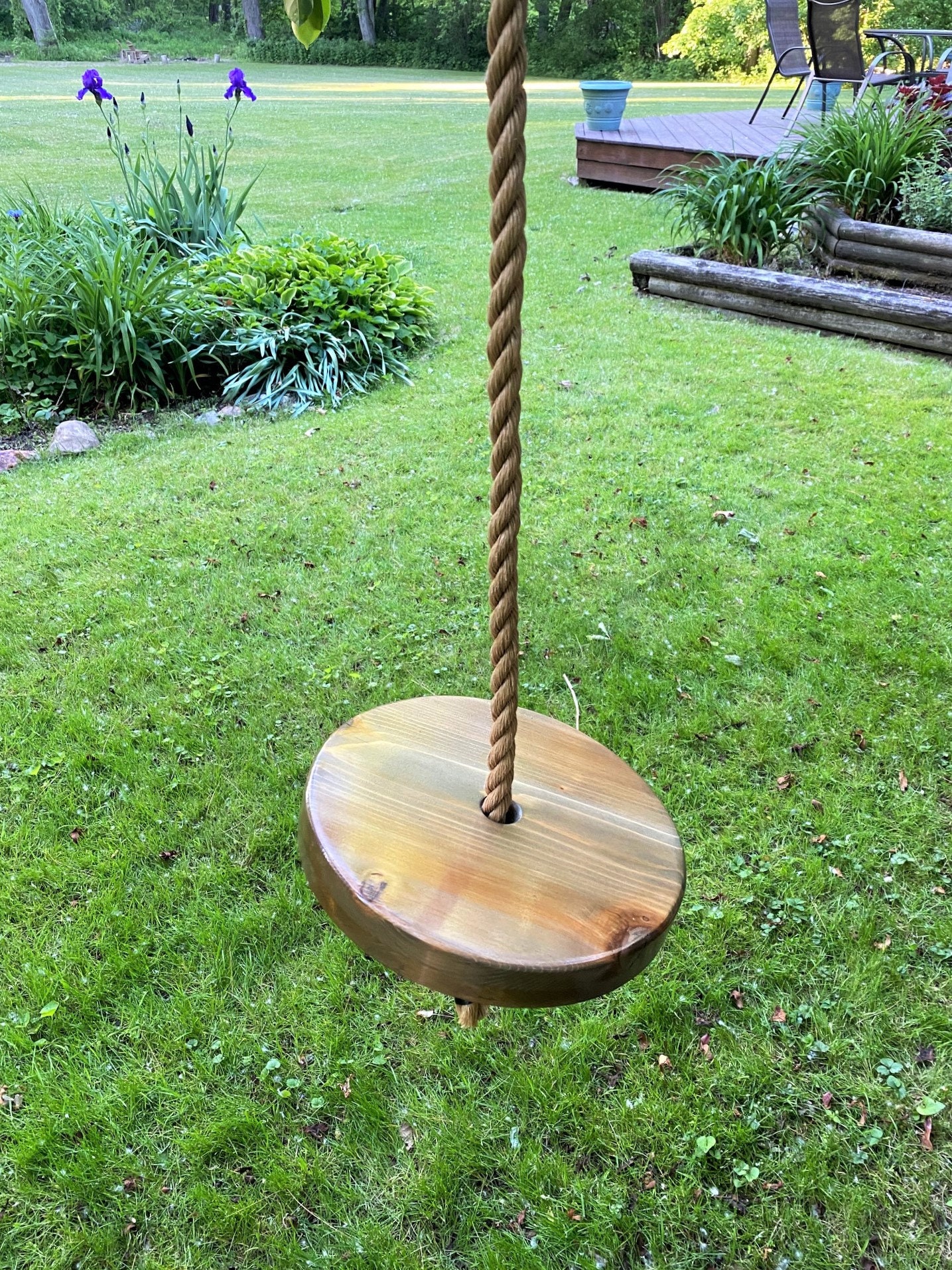 Gray Wood Round Swing Disc Swing for Kids Round Rope Swing - Etsy