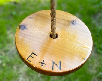 Personalized Initials Round Swing | Personalized Tree Swing | Disc Swing for Kids | Outdoor Toddler Swing | Outdoor Kids Swings