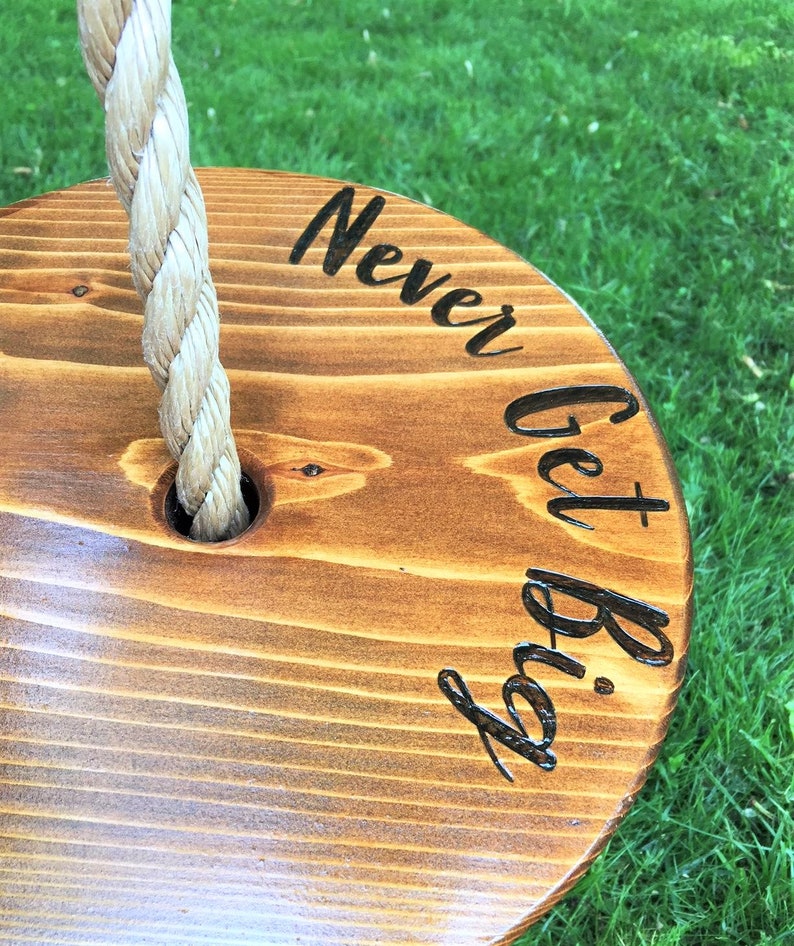 Never Get Big Round Swing Wooden Tree Swing Wooden Rope Etsy