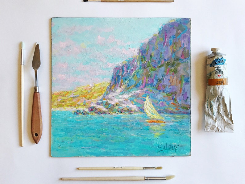 Sea Landscape Painting seashore Classical Seascape Original Art Gifts house interior decor wall art ocean cliff salatov Ocean Oil Painting