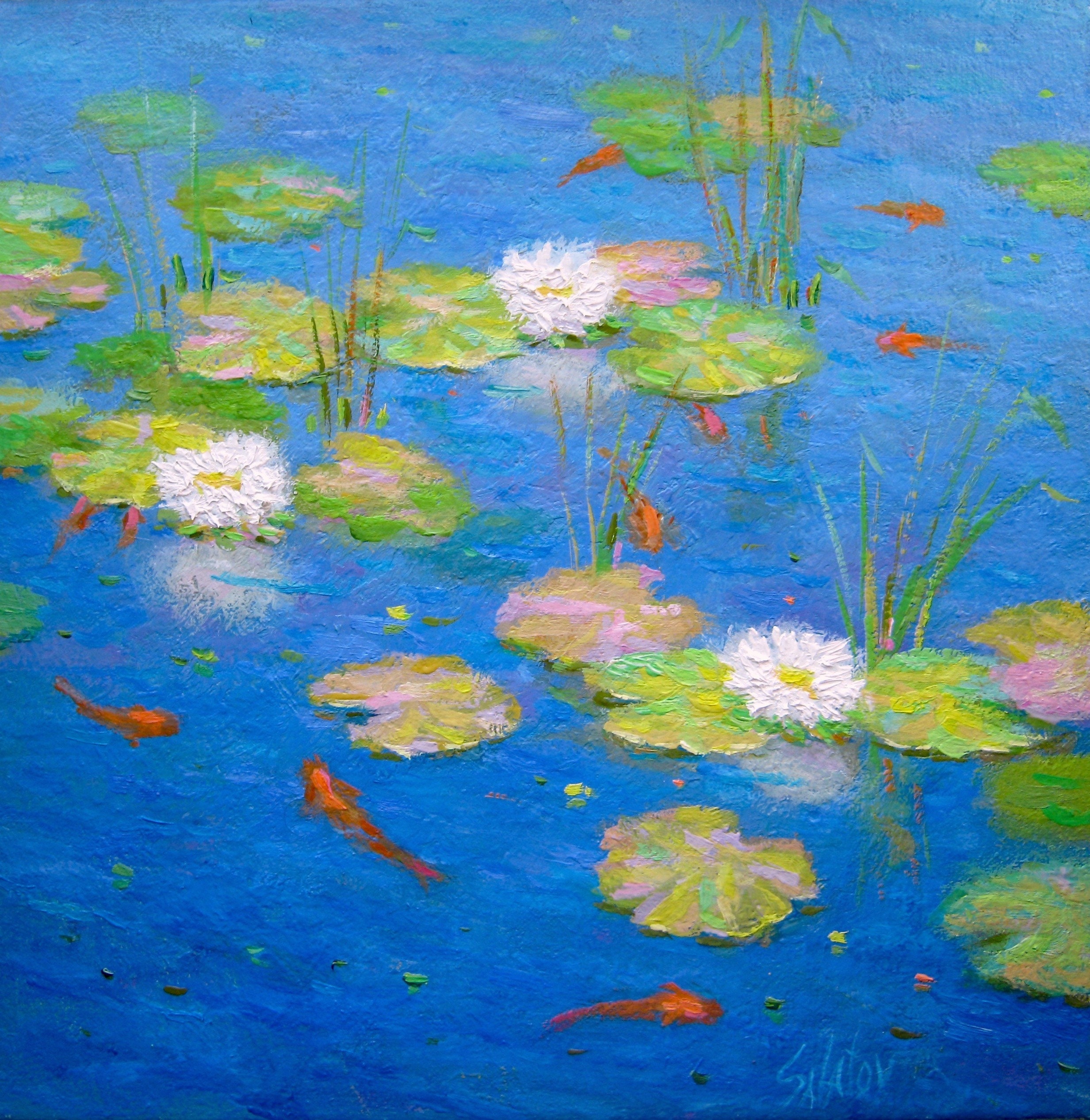 Water Lily Floral Oil Painting on Canvas painting original Etsy
