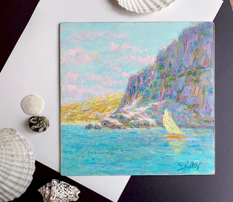 Sea Landscape Painting seashore Classical Seascape Original Art Gifts house interior decor wall art ocean cliff salatov Ocean Oil Painting