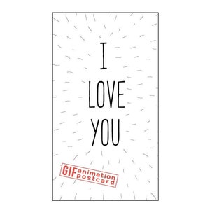 Dynamische GIF-kaart. IK HOUD VAN JE! Valentijnsdag, liefdesverklaring, gefeliciteerd met de geboorte van een kind, huwelijksuitnodiging en meer...