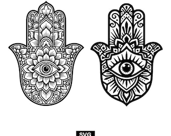 Hamsa Hand, Wall art, Hand of Fatima, New Age Spiritual. hand of Miriam, protective amulet. SVG