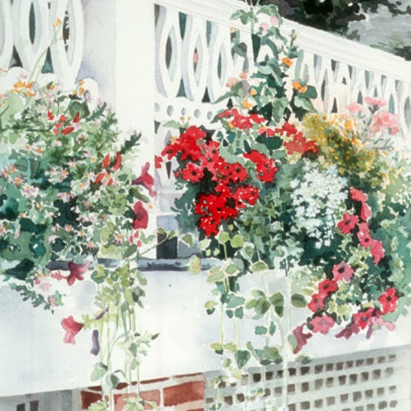 Cape May flower porch Virginia Hotel watercolor by Carol L. Mayer