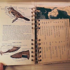 Vintage Junk Journal Notebook – Handmade Journal with Authentic 1939–1950s Book Pages – Antique Ephemera Writing Journal Gift- Vintage