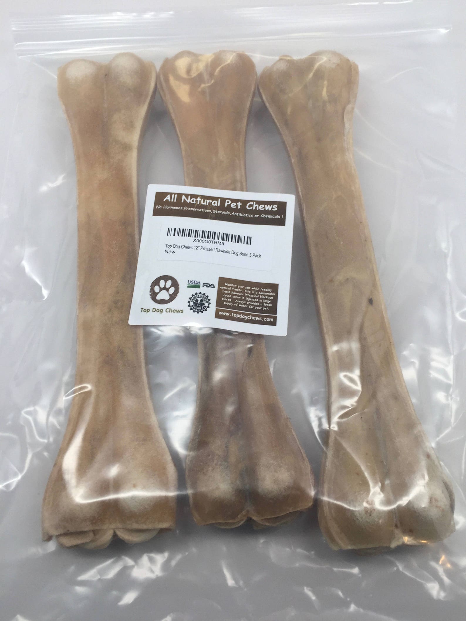 Top Dog Chews 12 Pressed Rawhide Dog Bone 3 Pack Etsy