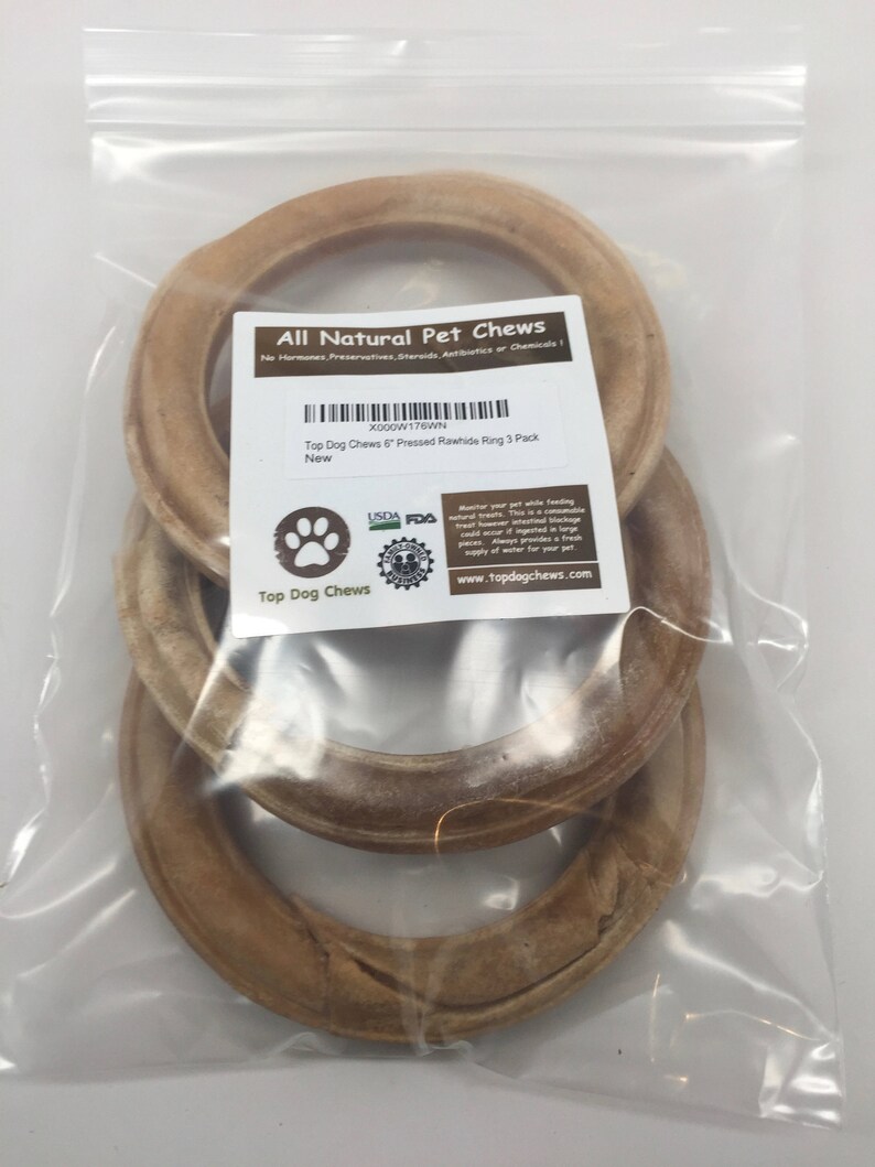 Top Dog Chews 6 Pressed Rawhide Ring 3 Pack Etsy
